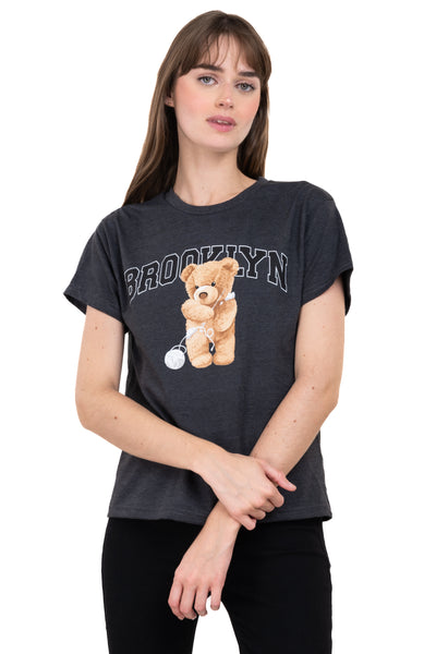 Brooklyn bear print tshirt FOREST GREEN