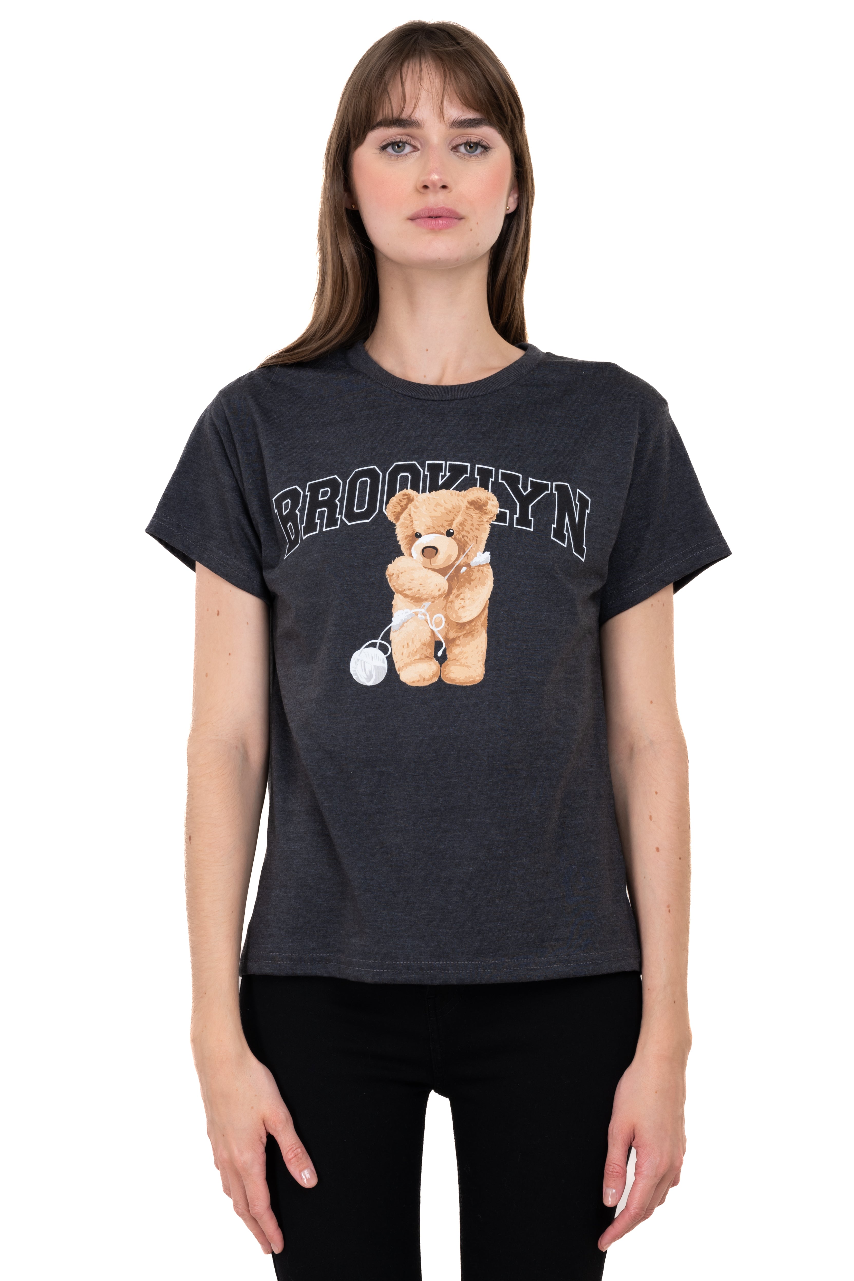 Brooklyn bear print tshirt DARK GRAY