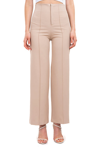 Solid Straight SinglePleat Pants SAND