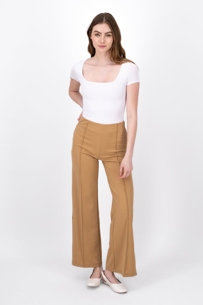 Flared pant with front seams DARK GREEN