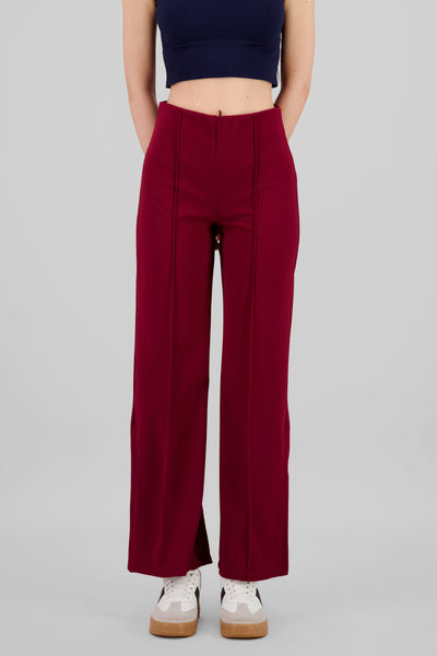 Flared pant with front seams DARK PURPLE