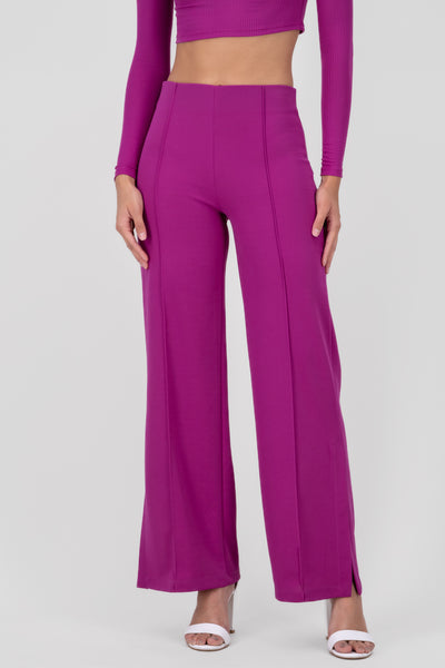 Flared pant with front seams DARK PURPLE