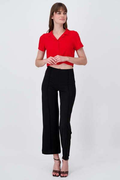 Flared pant with front seams BURNT RED