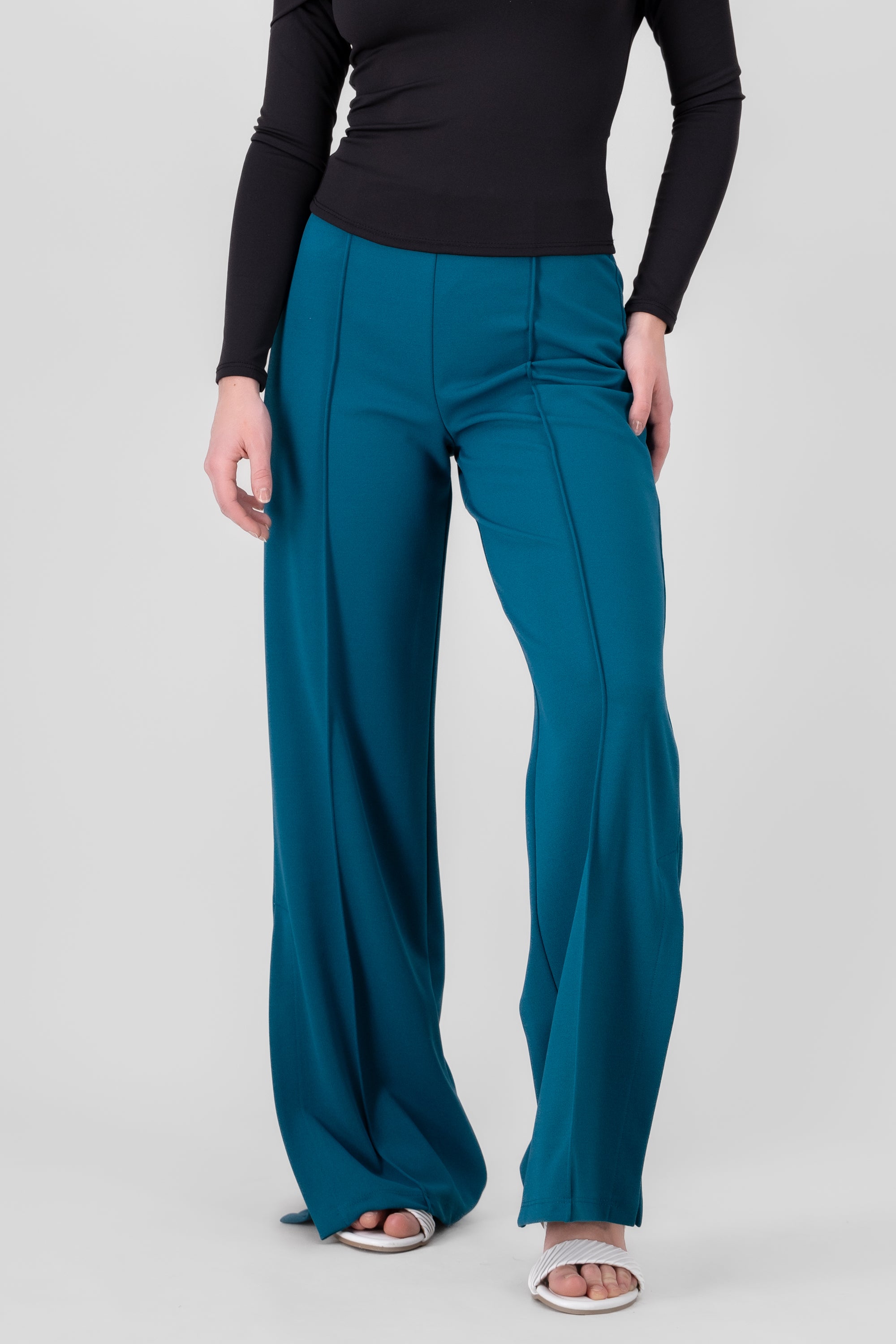 Flared pant with front seams CHARCOAL