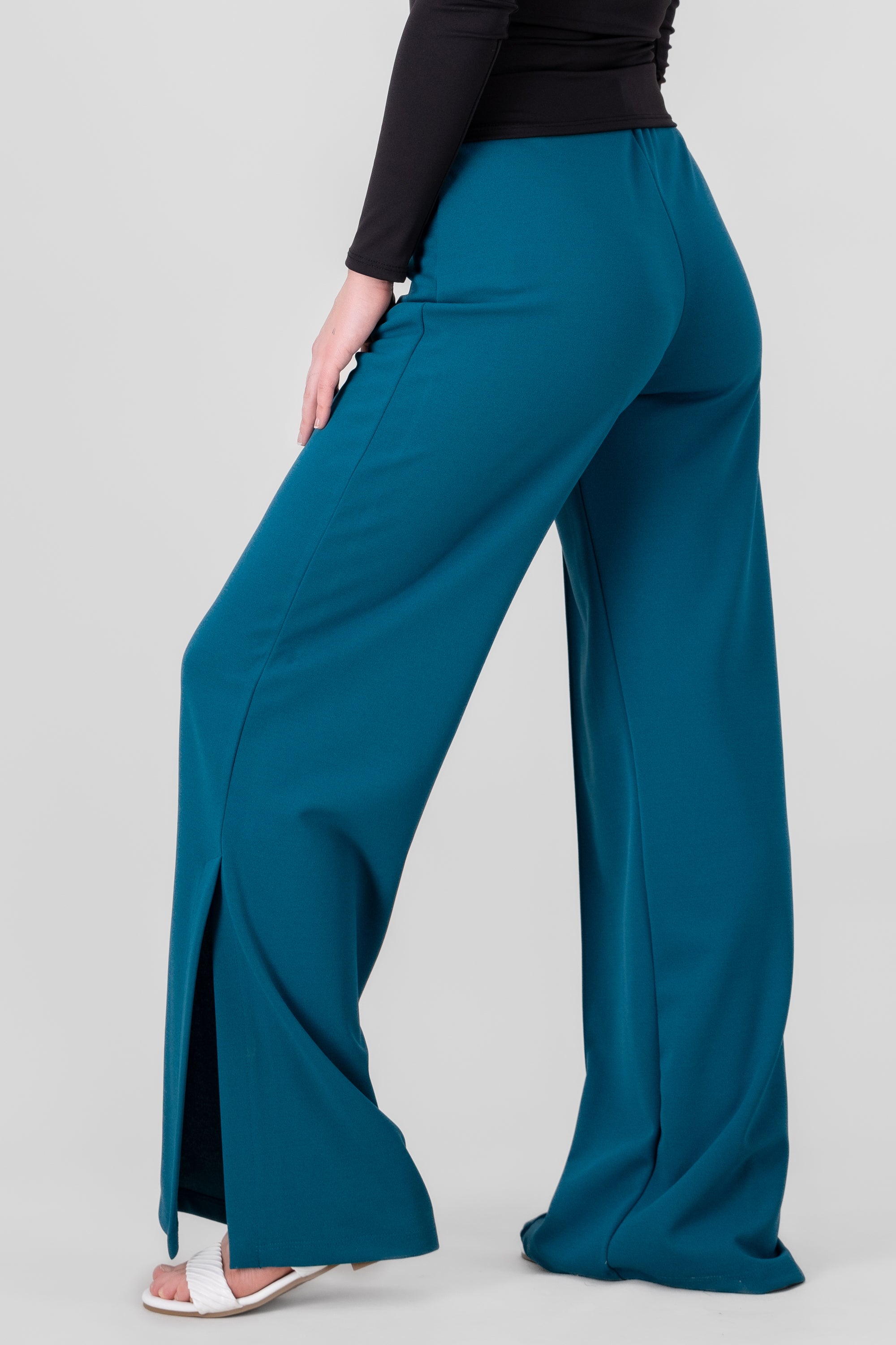 Flared pant with front seams CHARCOAL