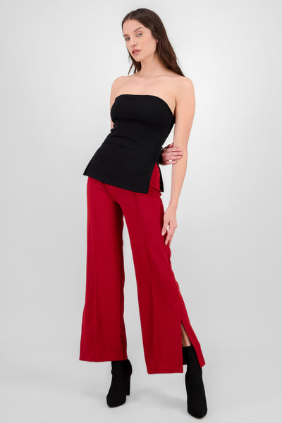 Flared pant with front seams BURNT RED