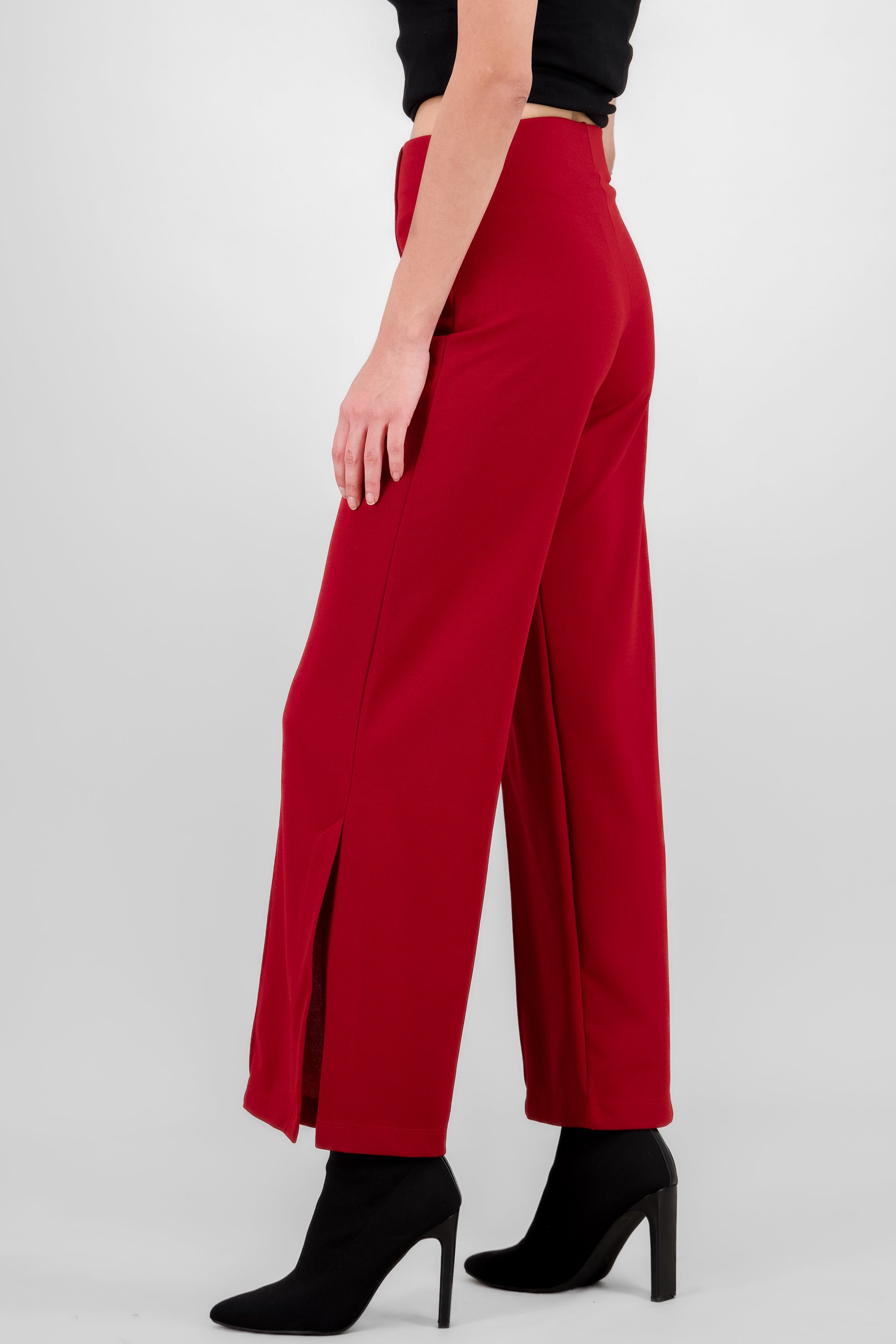 Flared pant with front seams BURNT RED