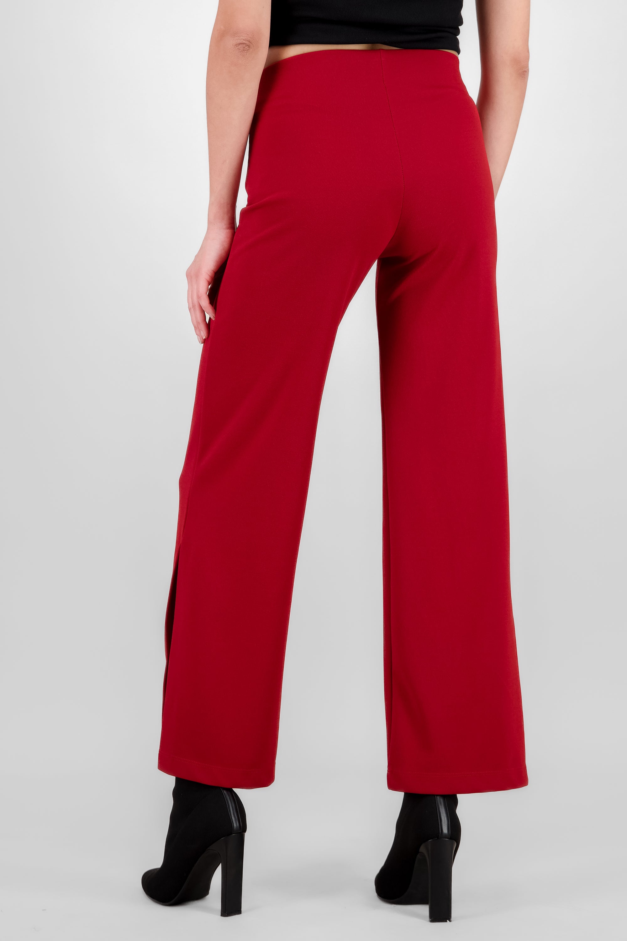 Flared pant with front seams BURNT RED