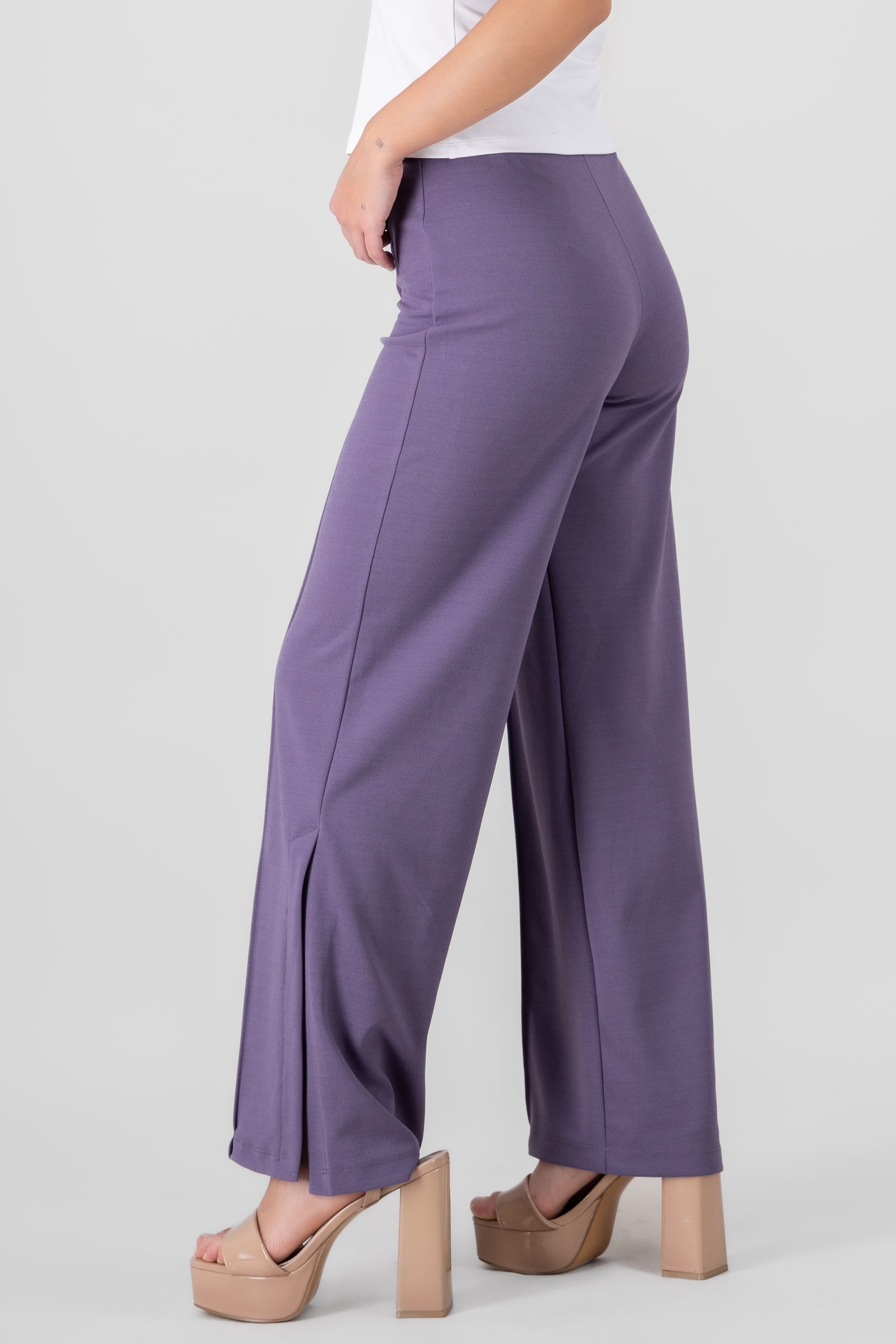 Flared pant with front seams DARK PURPLE