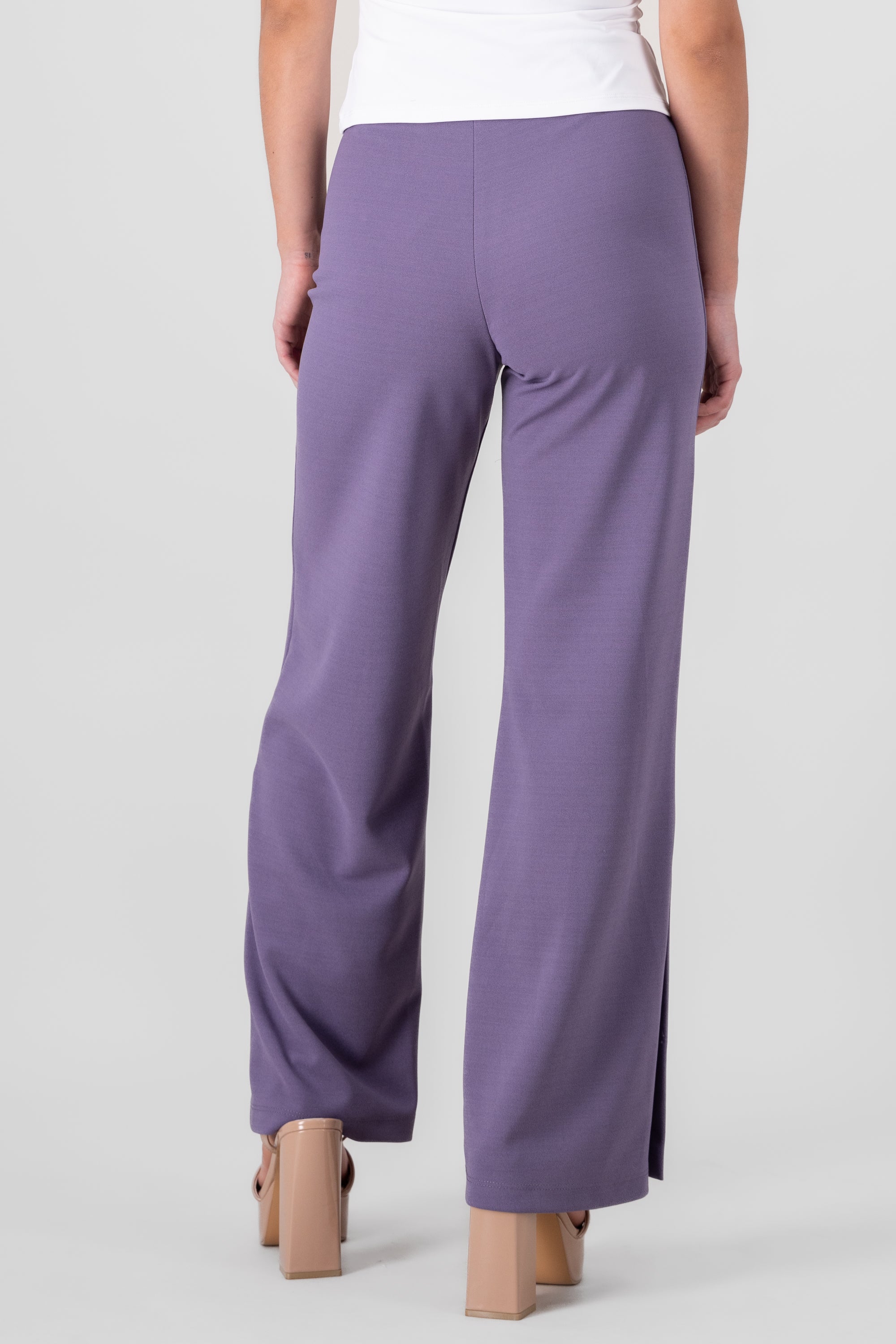 Flared pant with front seams DARK PURPLE