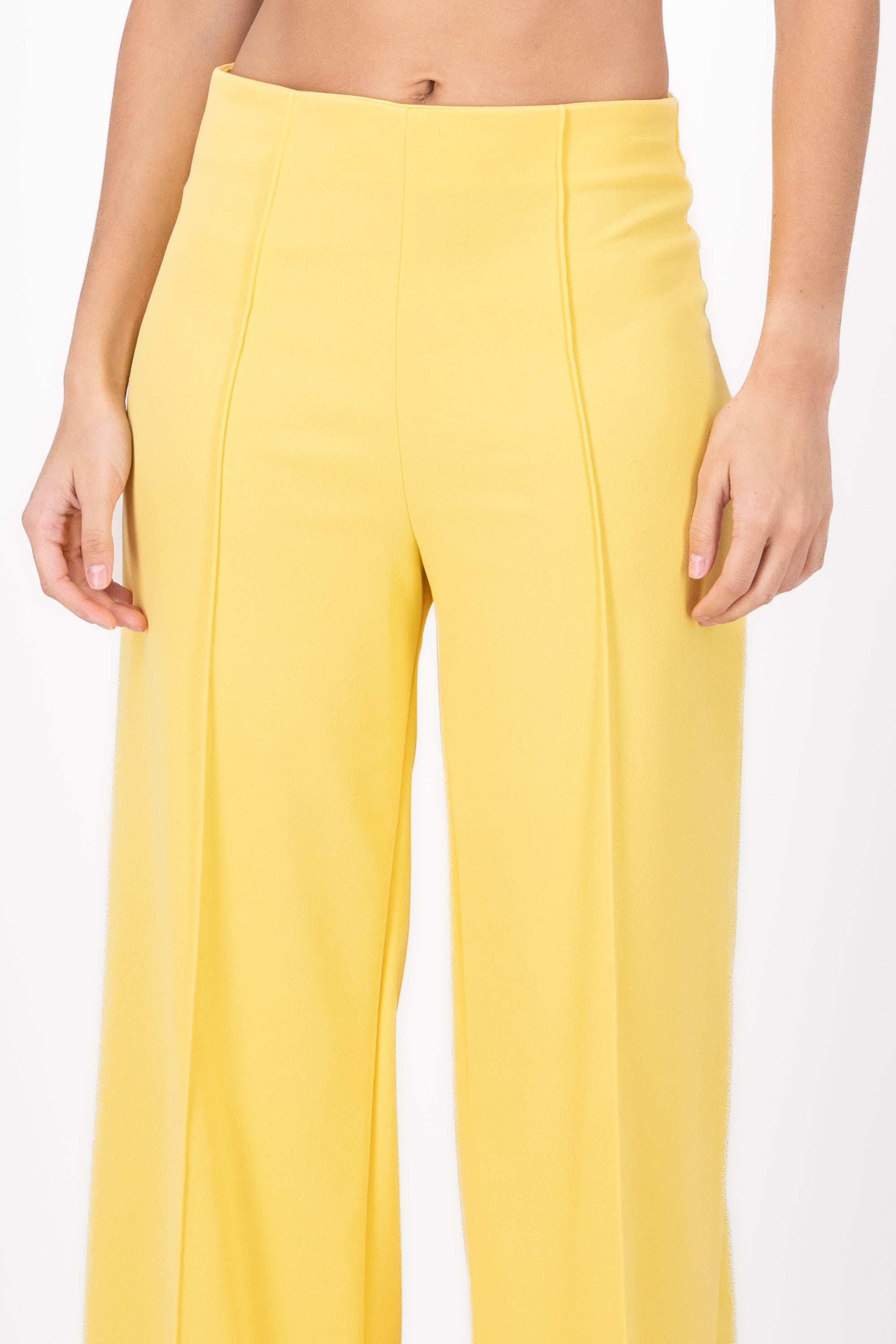 Wid leg pant with front seams PASTEL YELLOW