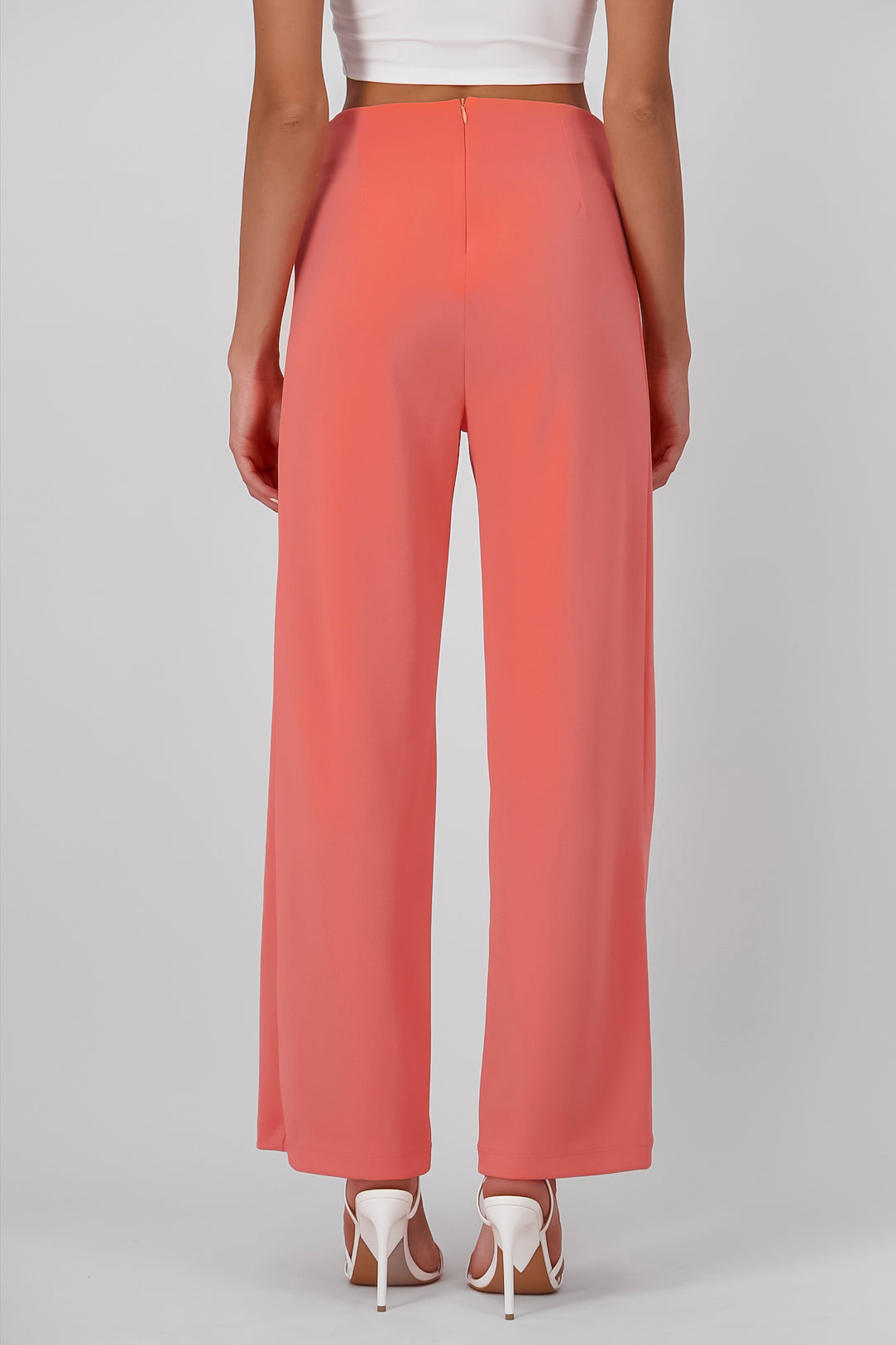 Wid leg pant with front seams CORAL