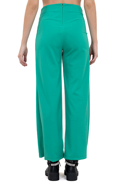 Wid leg pant with front seams GREEN