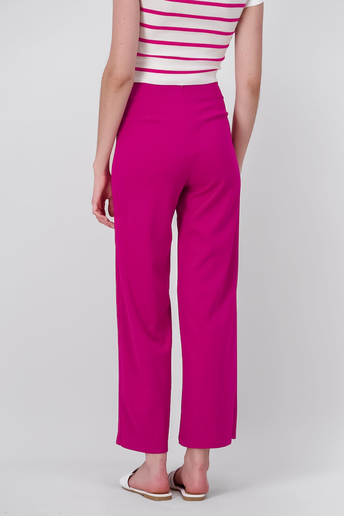 Wid leg pant with front seams MAGENTA