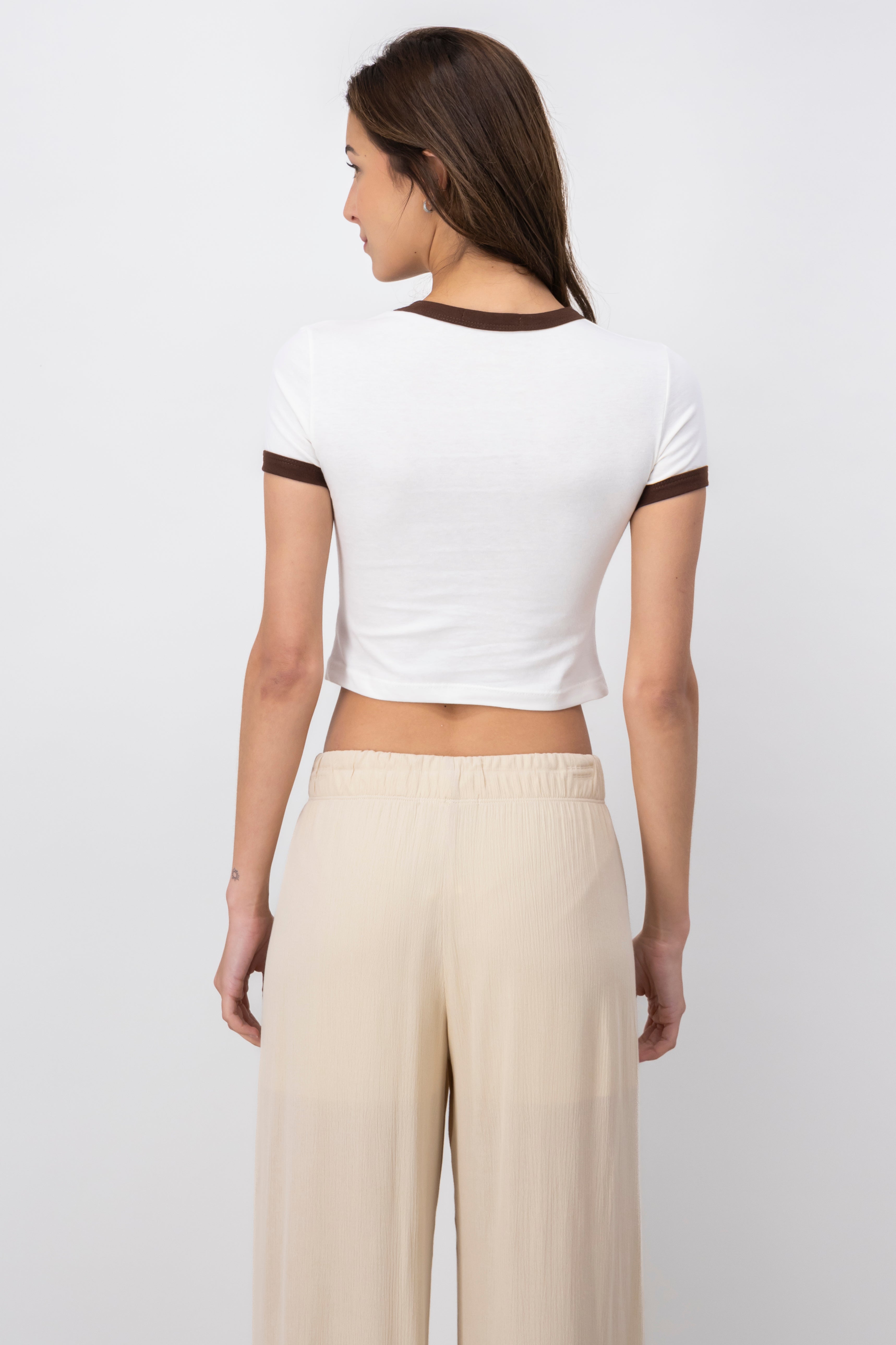 Crop top with mushrooms and moons IVORY