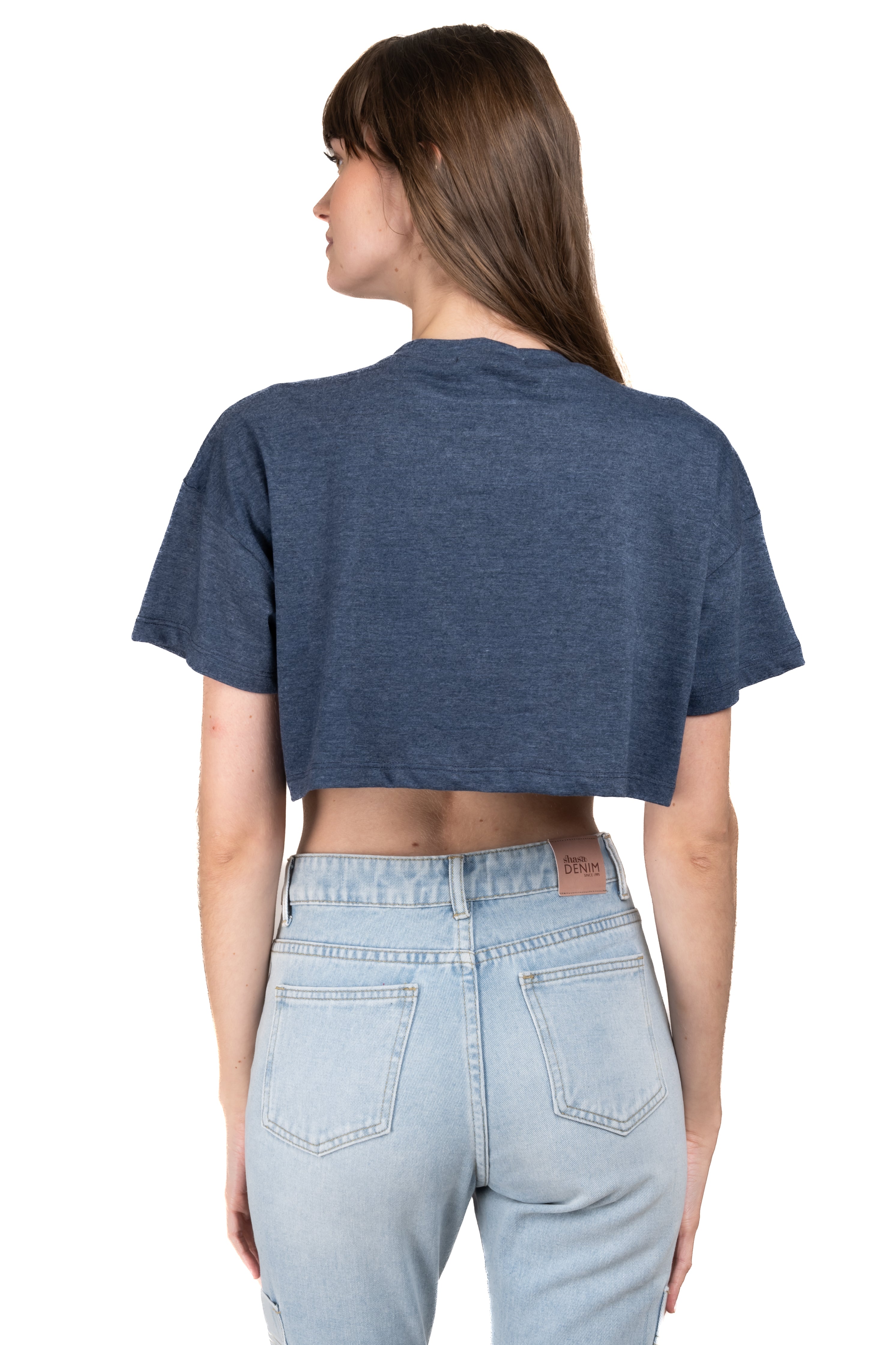 Crop top with New York bear print BLUE