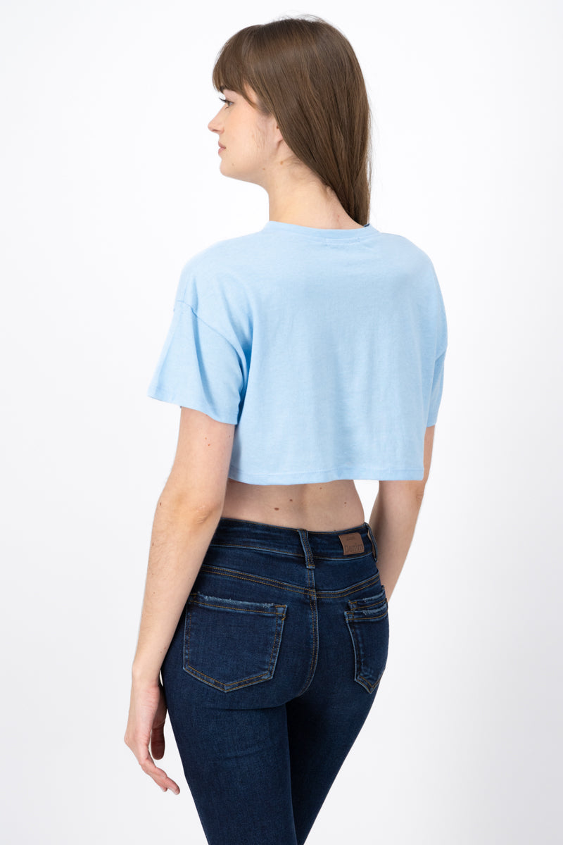 Crop top with New York bear print SKY BLUE