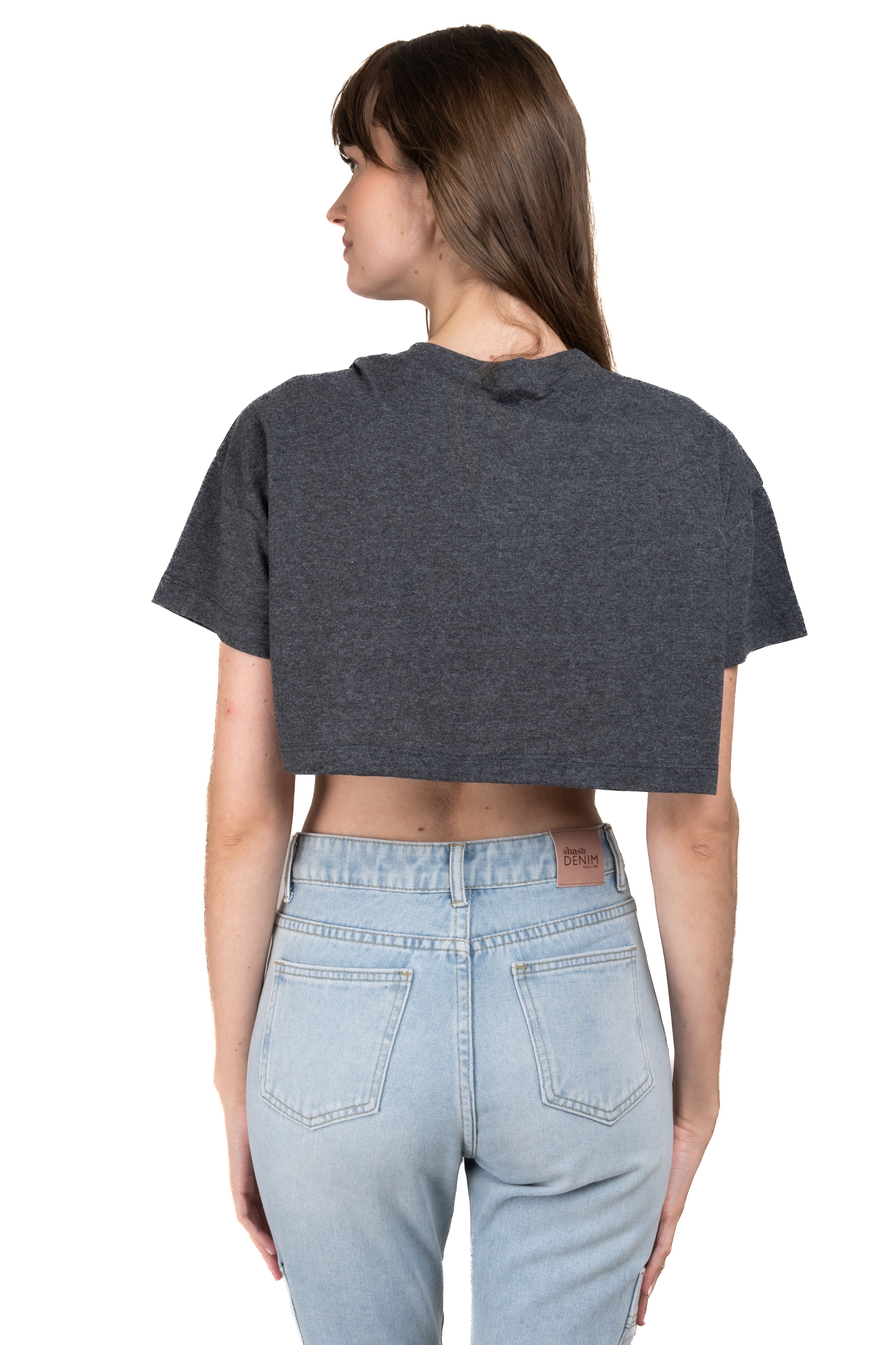 Crop top with New York bear print DARK GRAY