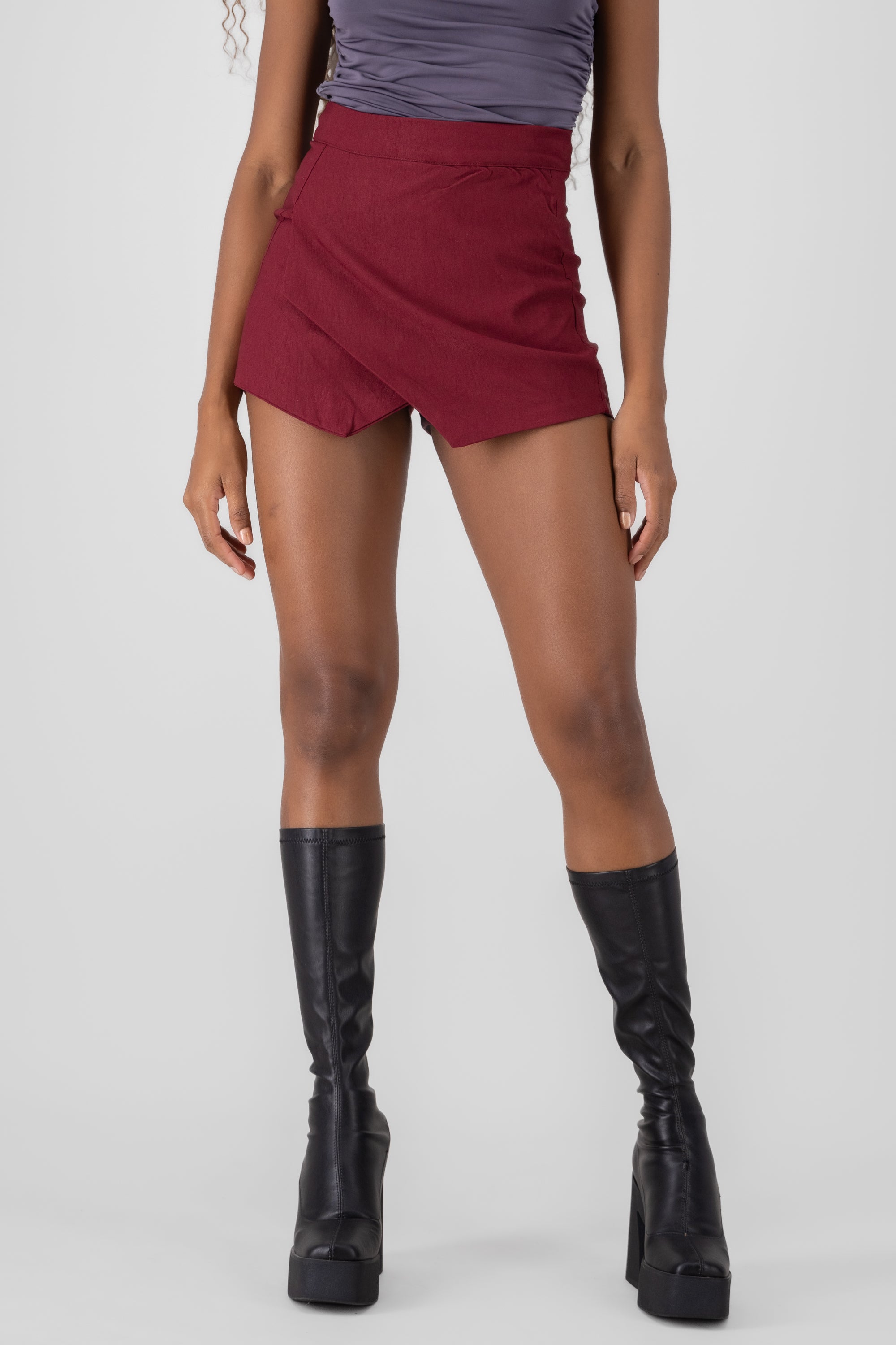 Wrapped skort BURGUNDY