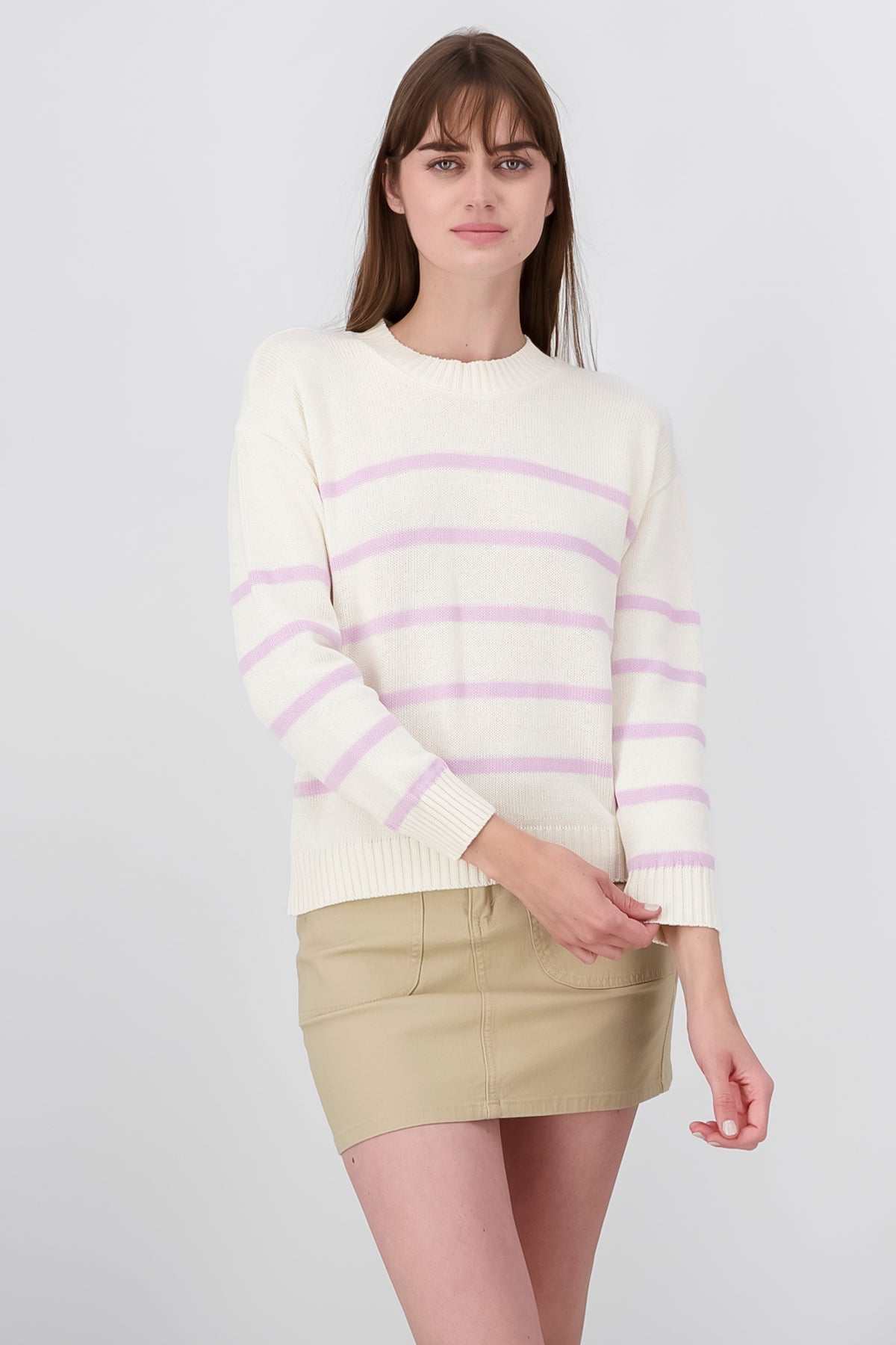 Striped knit sweater PASTEL PURPLE