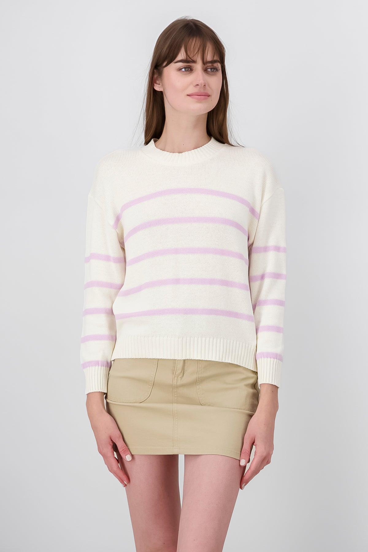 Striped knit sweater PASTEL PURPLE