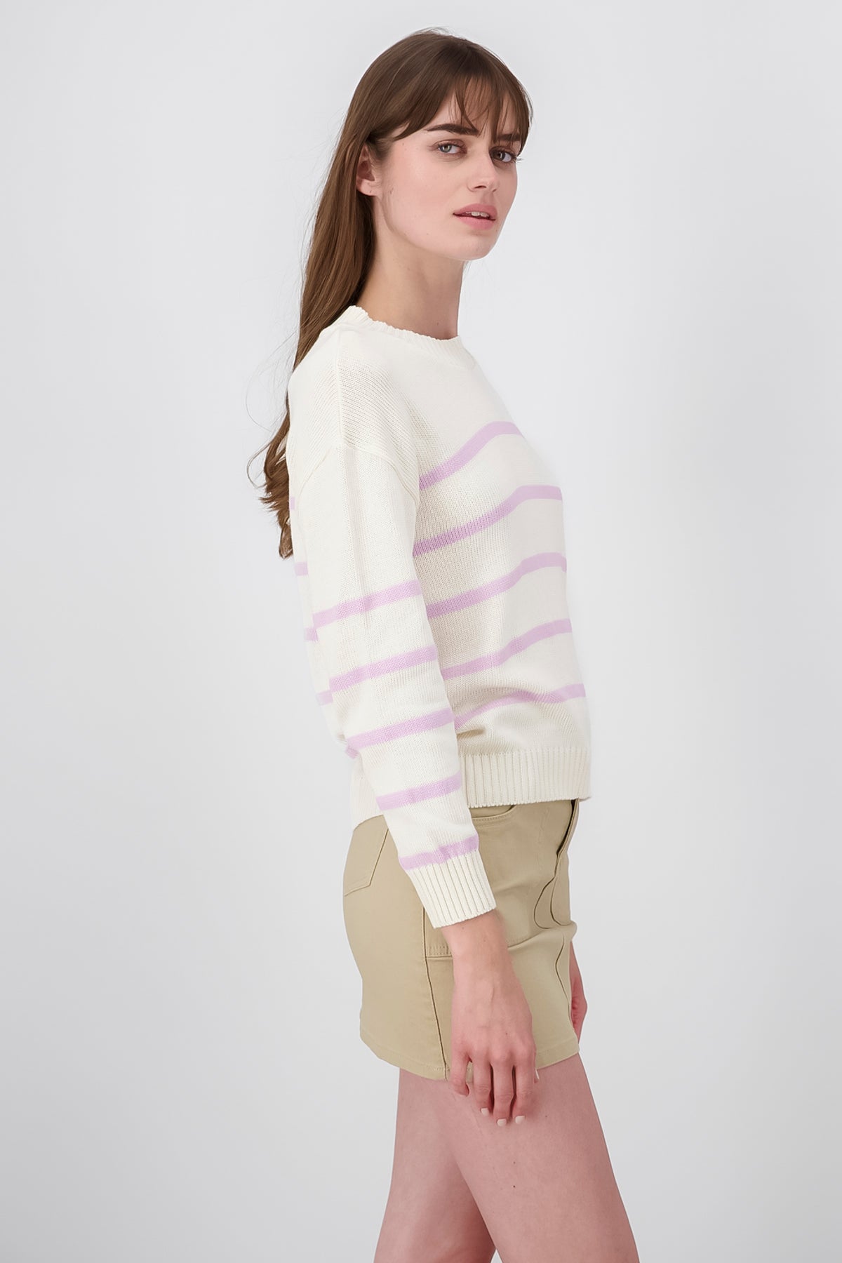 Striped knit sweater PASTEL PURPLE