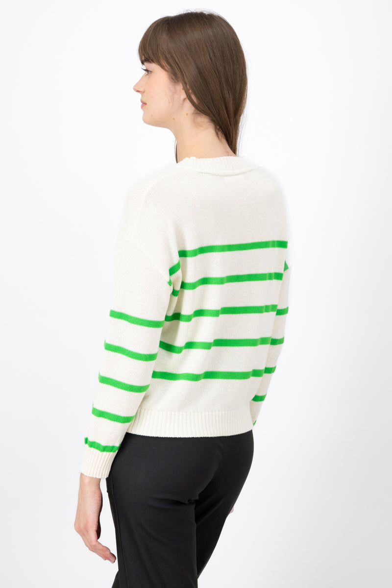 Striped knit sweater GREEN