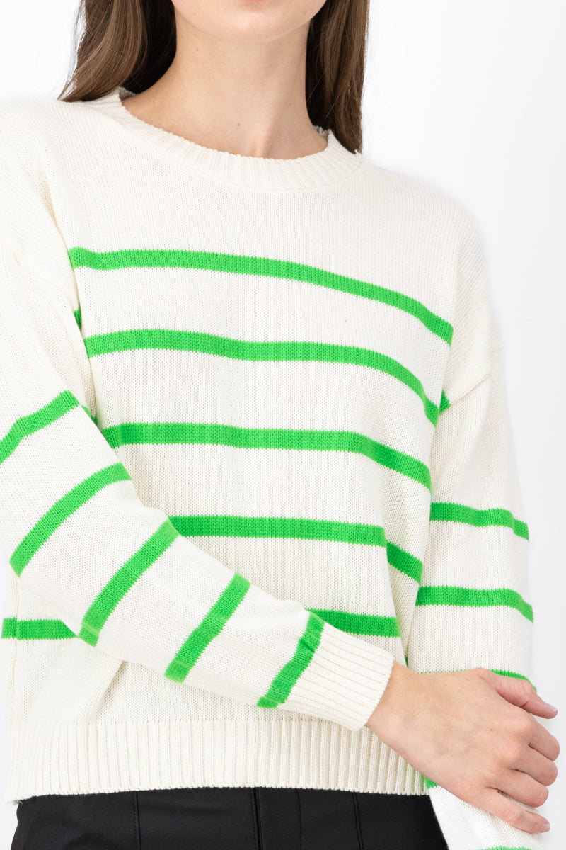 Striped knit sweater GREEN