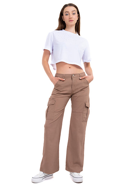 Cargo wide leg jeans IVORY