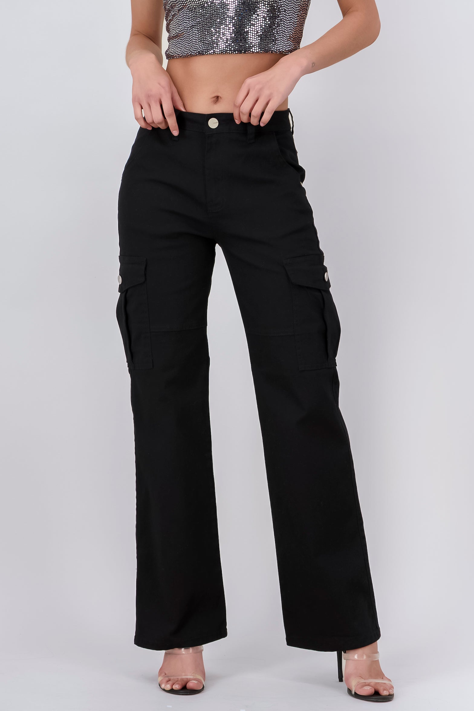 Cargo wide leg jeans BLACK