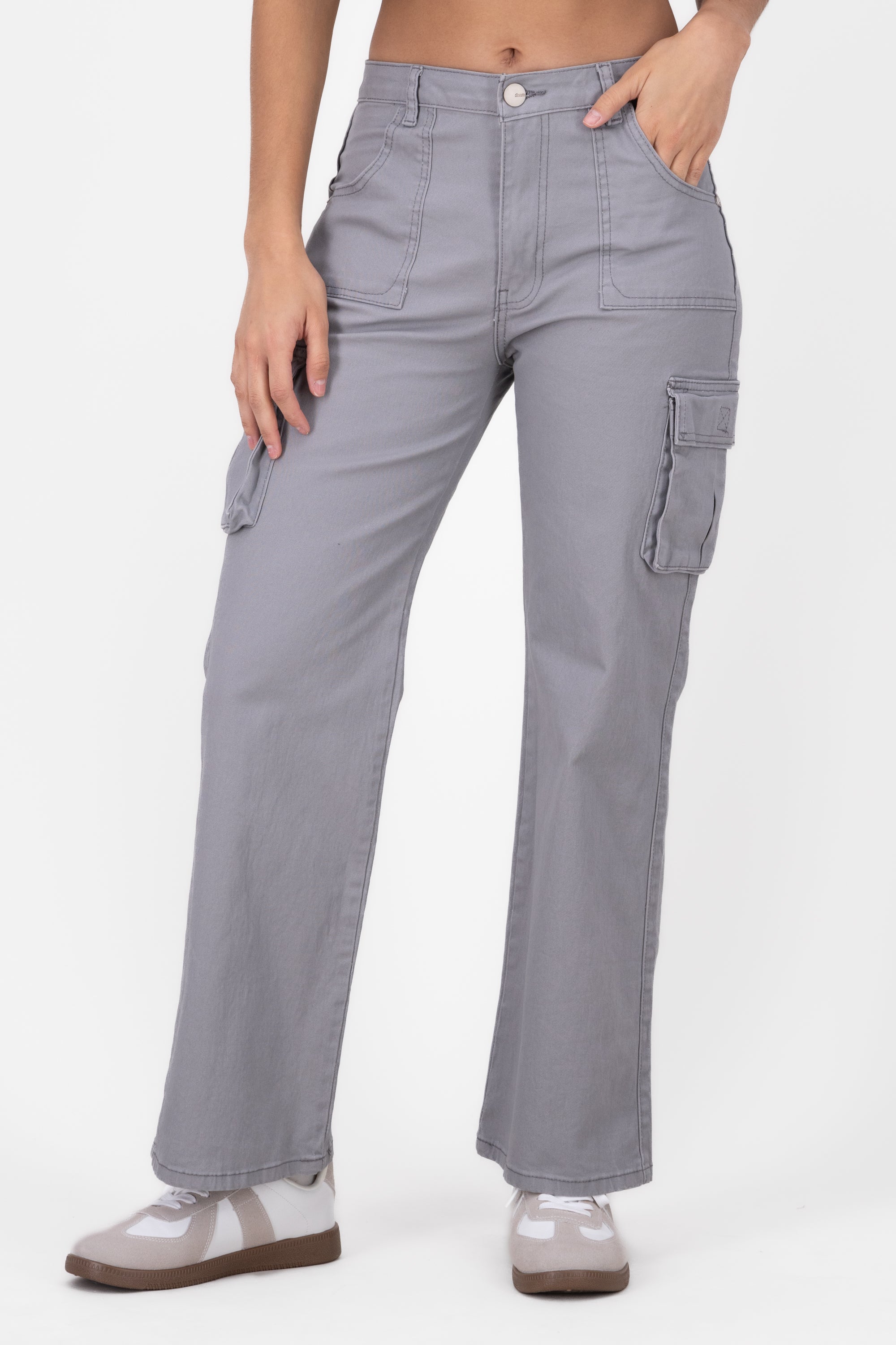 Contrast cargo jeans LIGHT GRAY