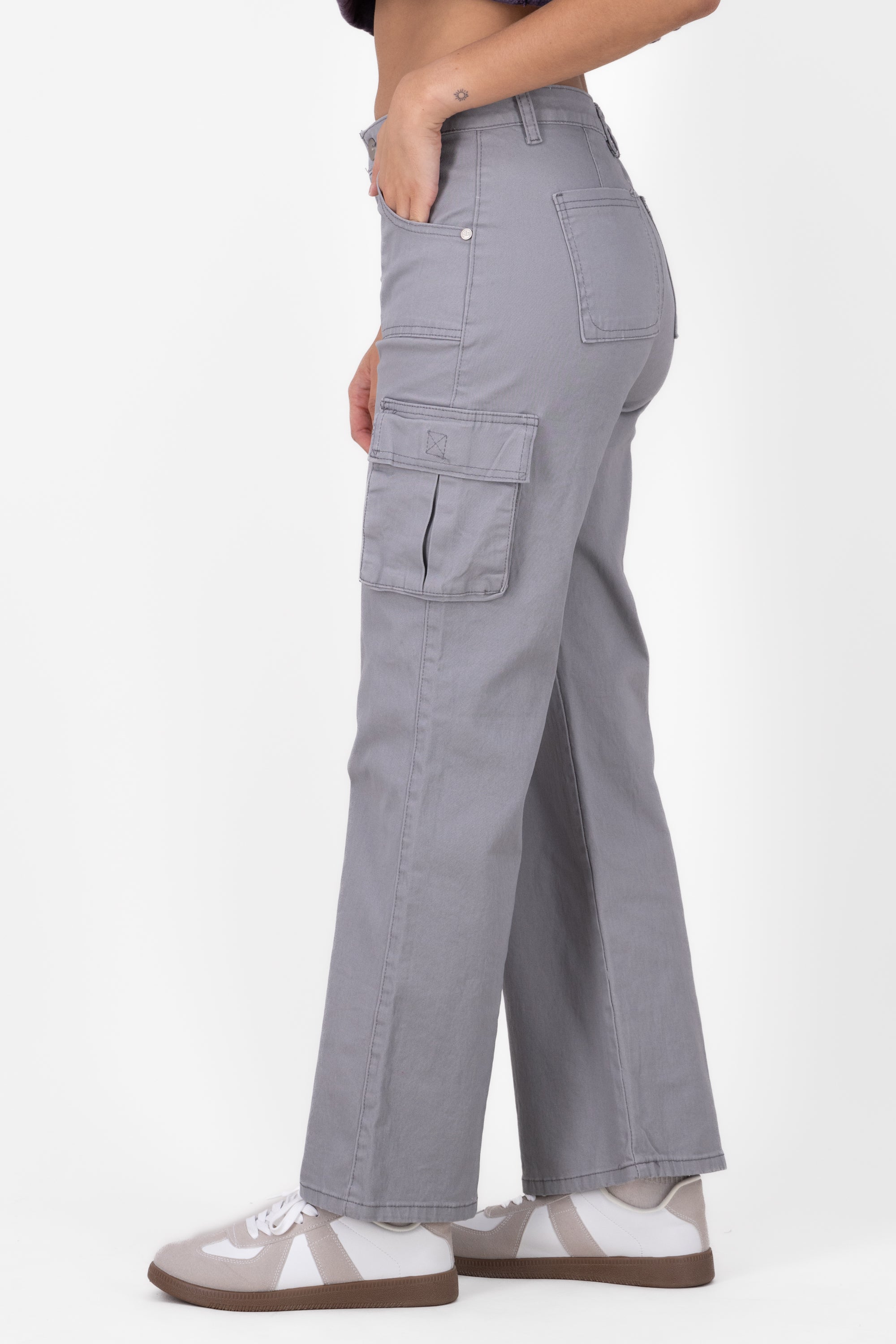 Contrast cargo jeans LIGHT GRAY