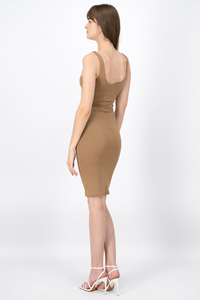 Midi Ribbed Day dress TAUPE