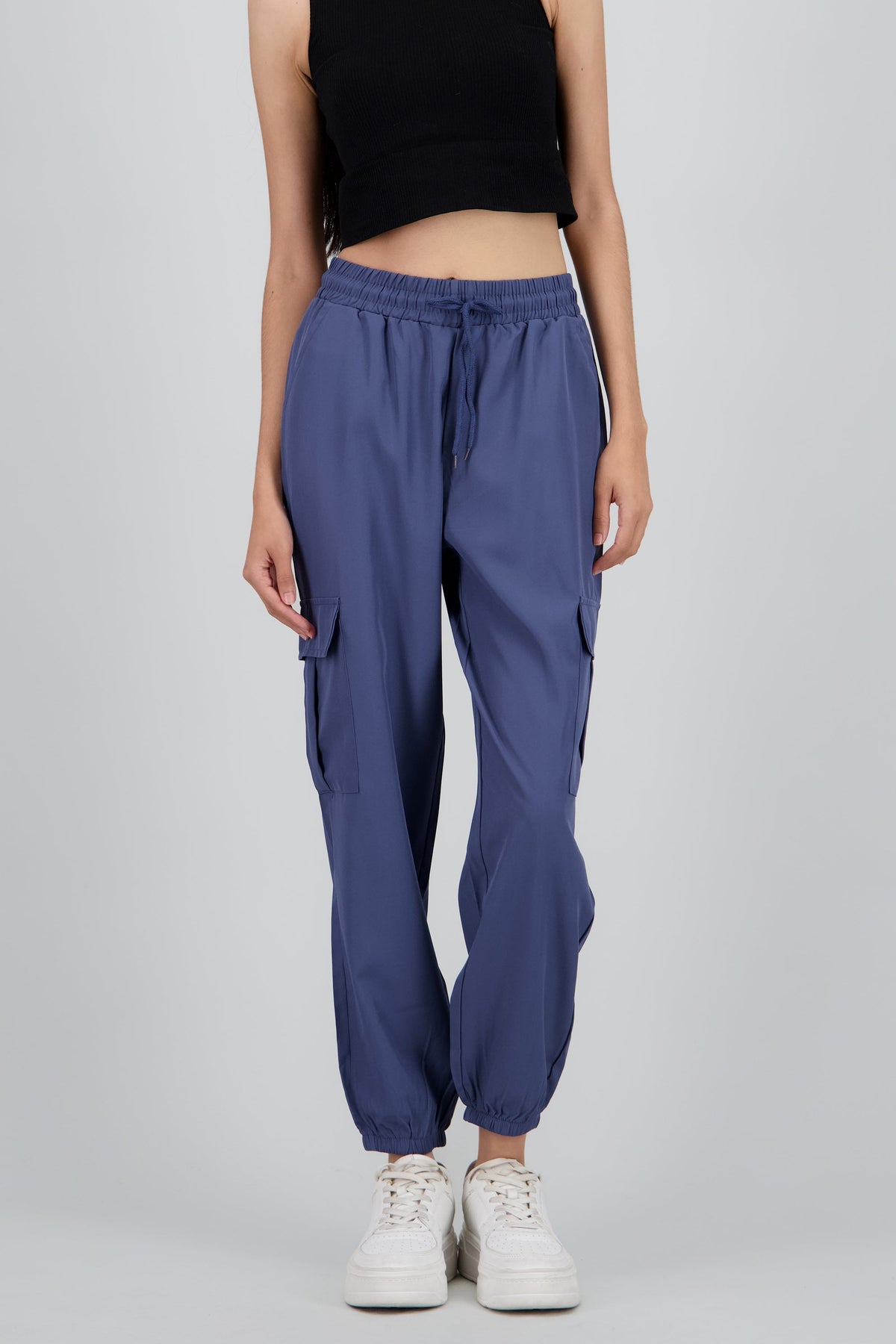 Solid Cargo Pants with Pockets