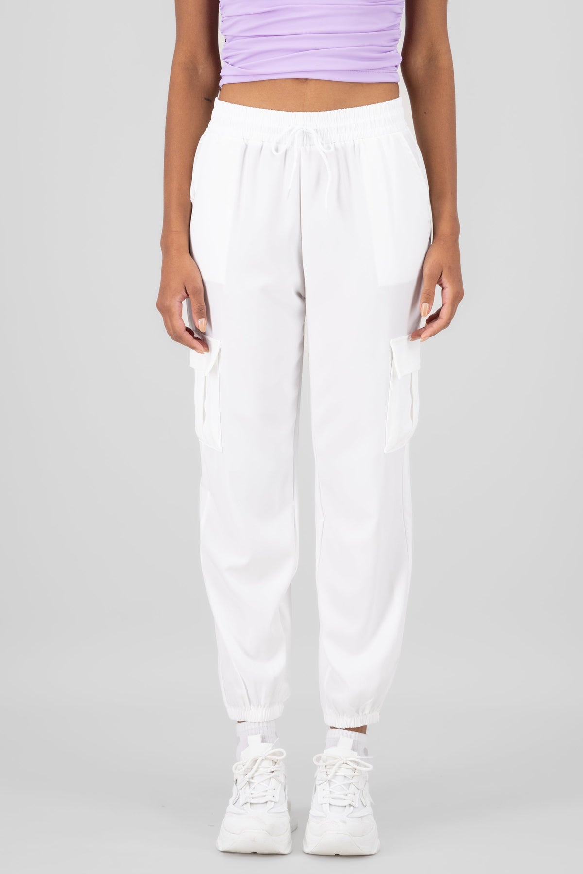 Solid Cargo Pants with Pockets