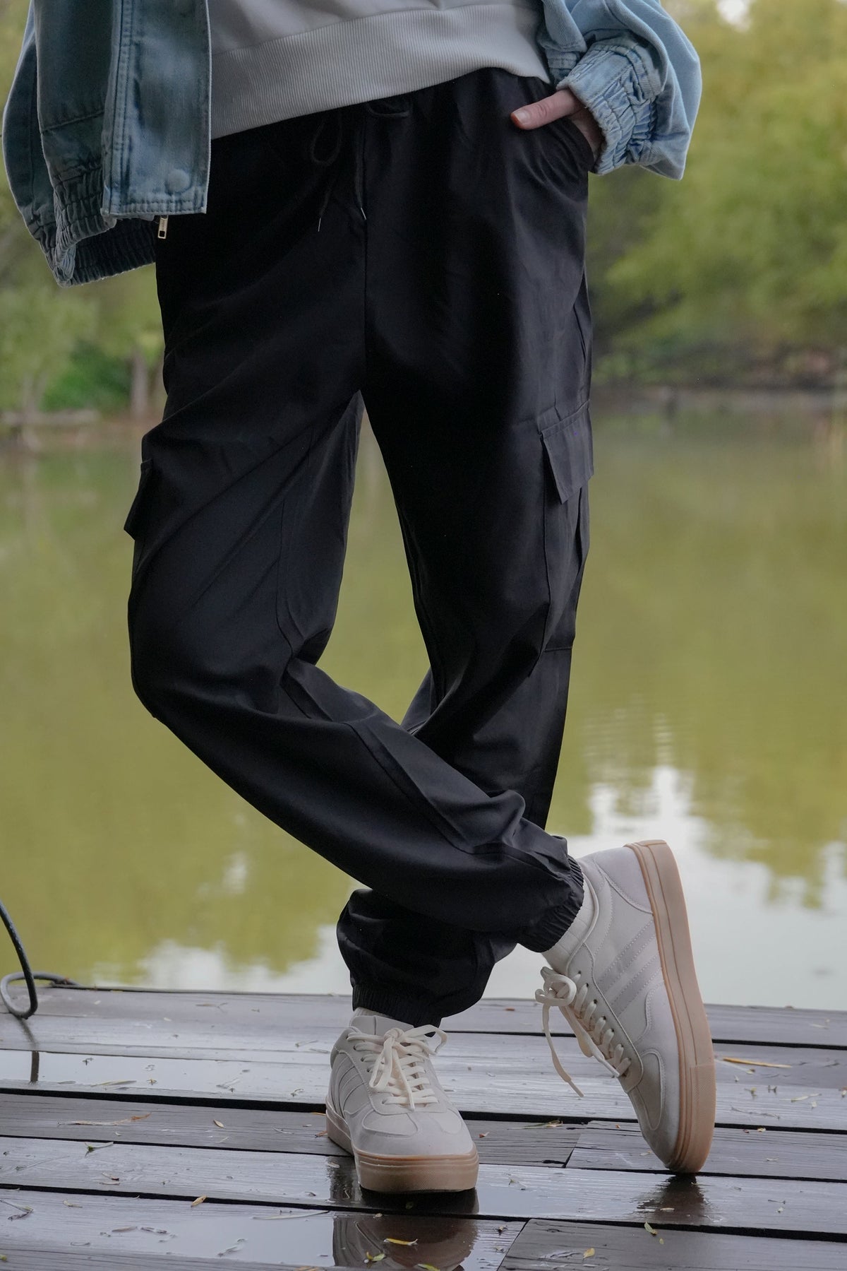 Solid Cargo Pants with Pockets