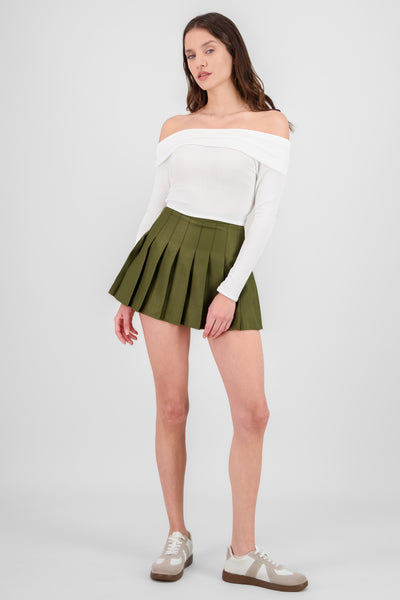 Pleated mini skirt WHITE