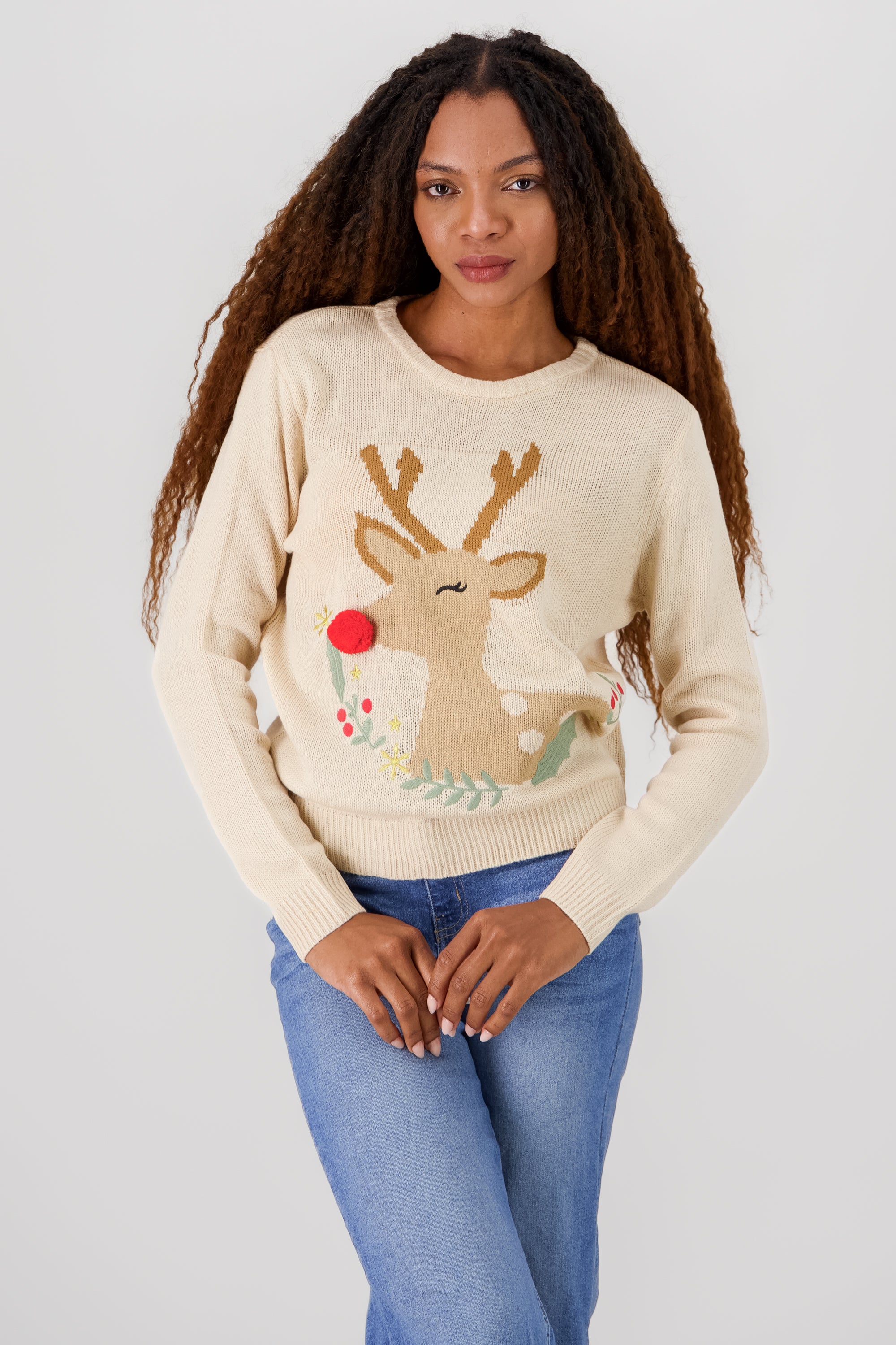 Reindeer Christmas Sweater BEIGE