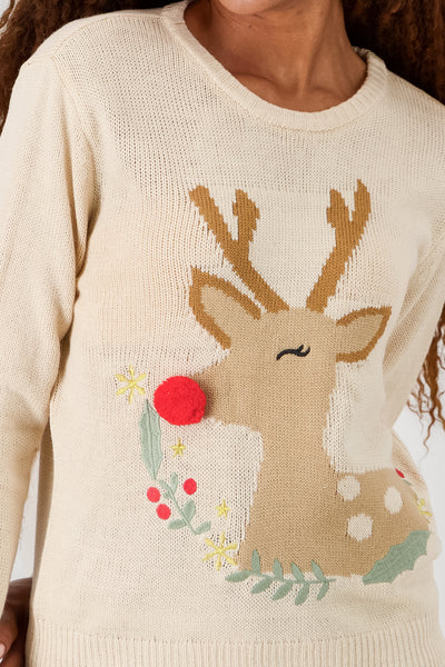 Reindeer Christmas Sweater BEIGE