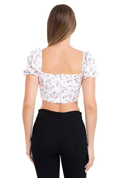 Short sleeved floral blouse WHITE COMBO