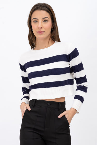 Striped Crop Sweater GREEN