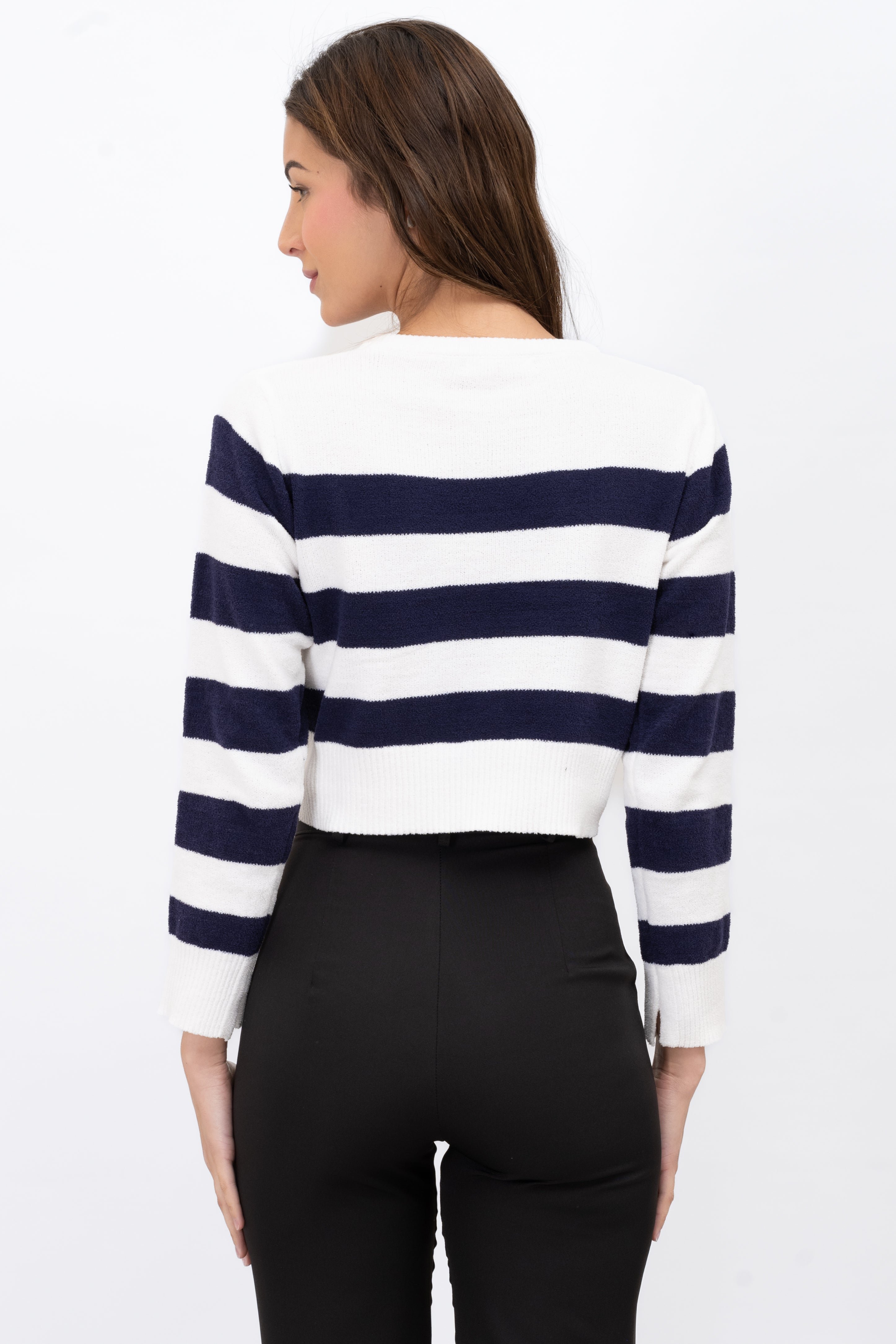 Striped Crop Sweater NAVY COMBO