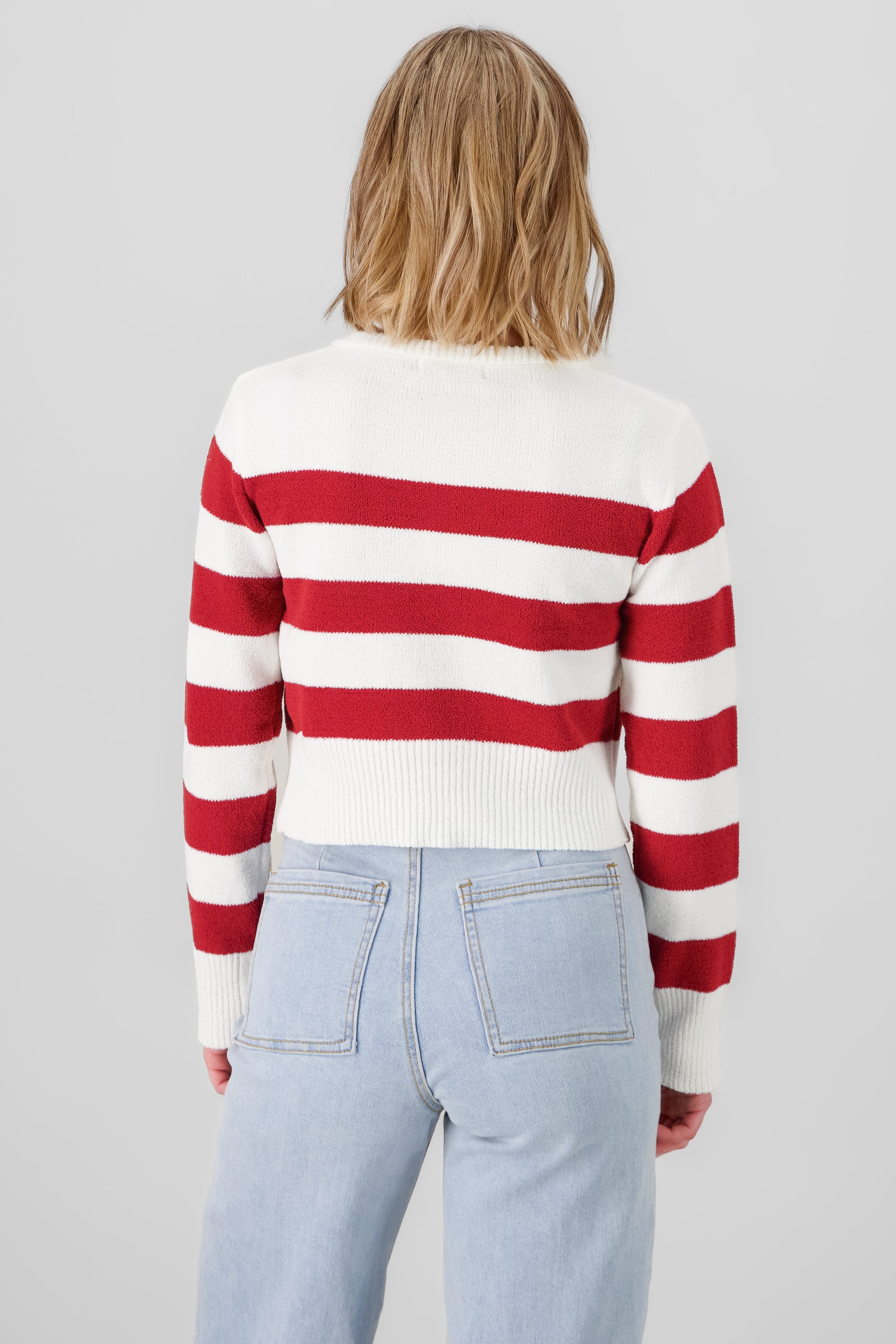 Striped Crop Sweater PLUM