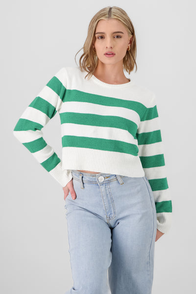 Striped Crop Sweater NAVY COMBO