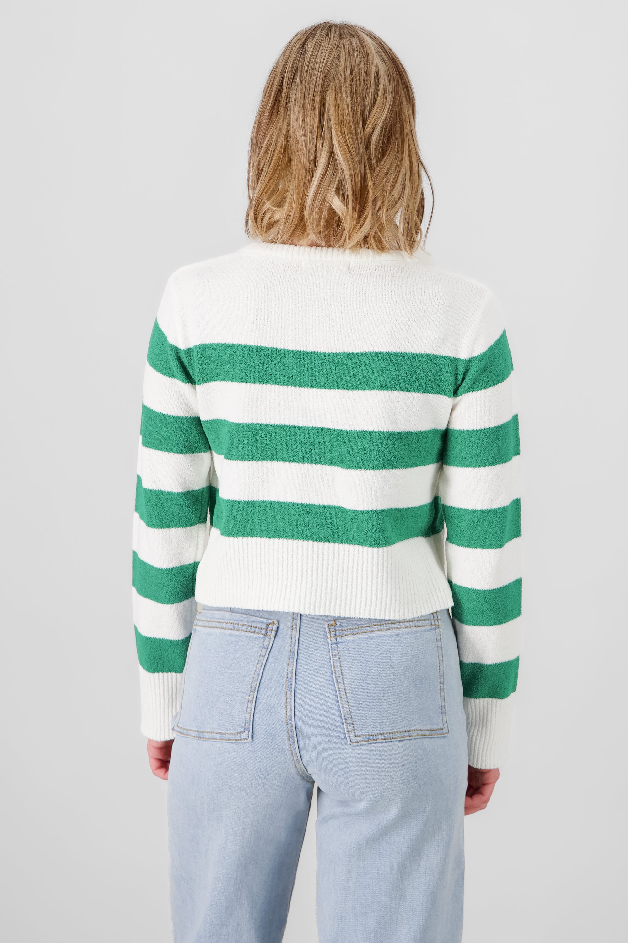 Striped Crop Sweater GREEN