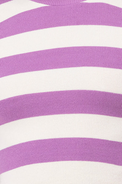 Soft Stripped Short Sleeve Top PASTEL PURPLE