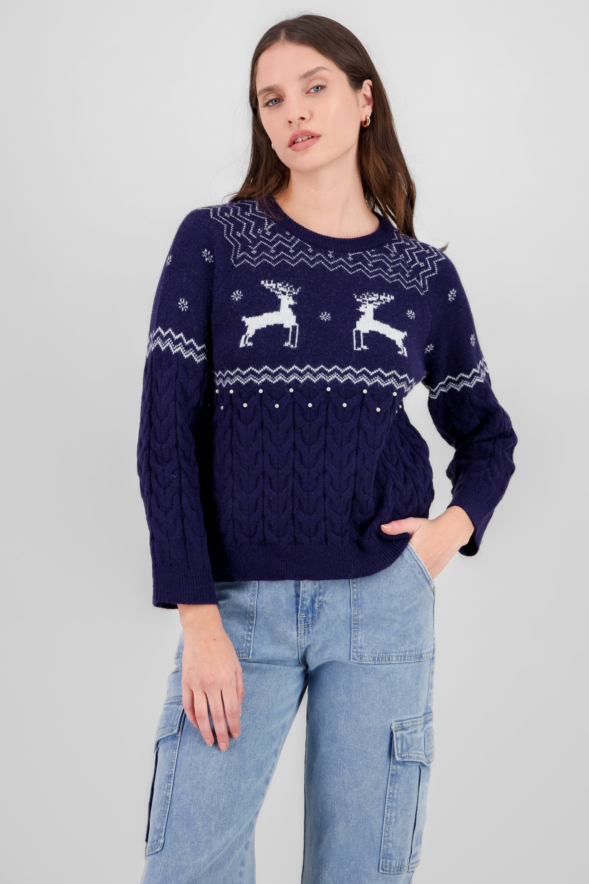 Reindeer Christmas Sweater NAVY COMBO