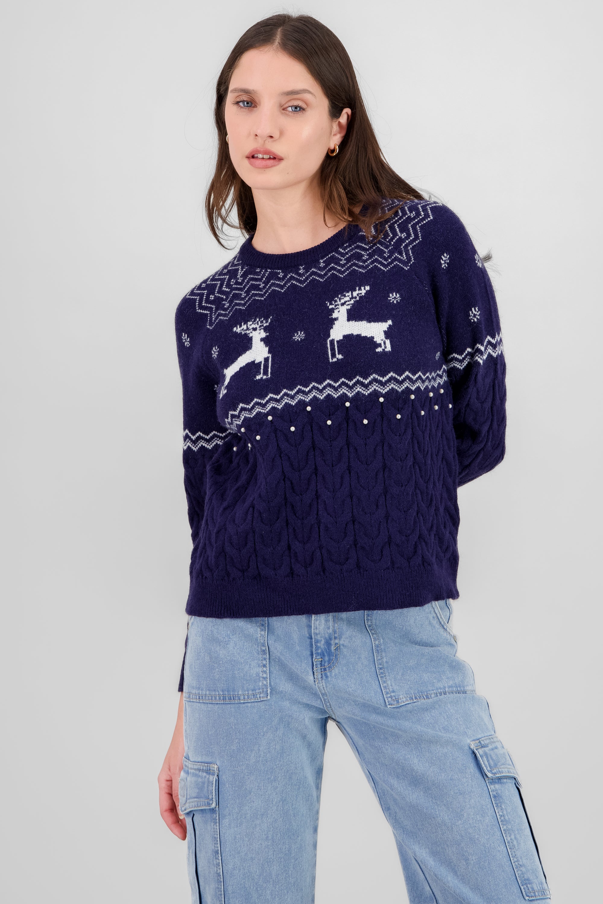 Reindeer Christmas Sweater NAVY COMBO