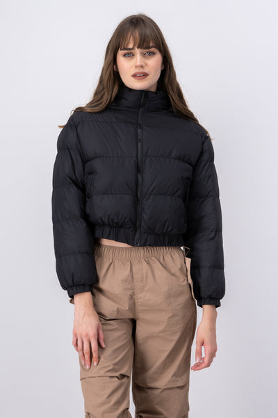 Cropped quilted puffer jacket WHITE