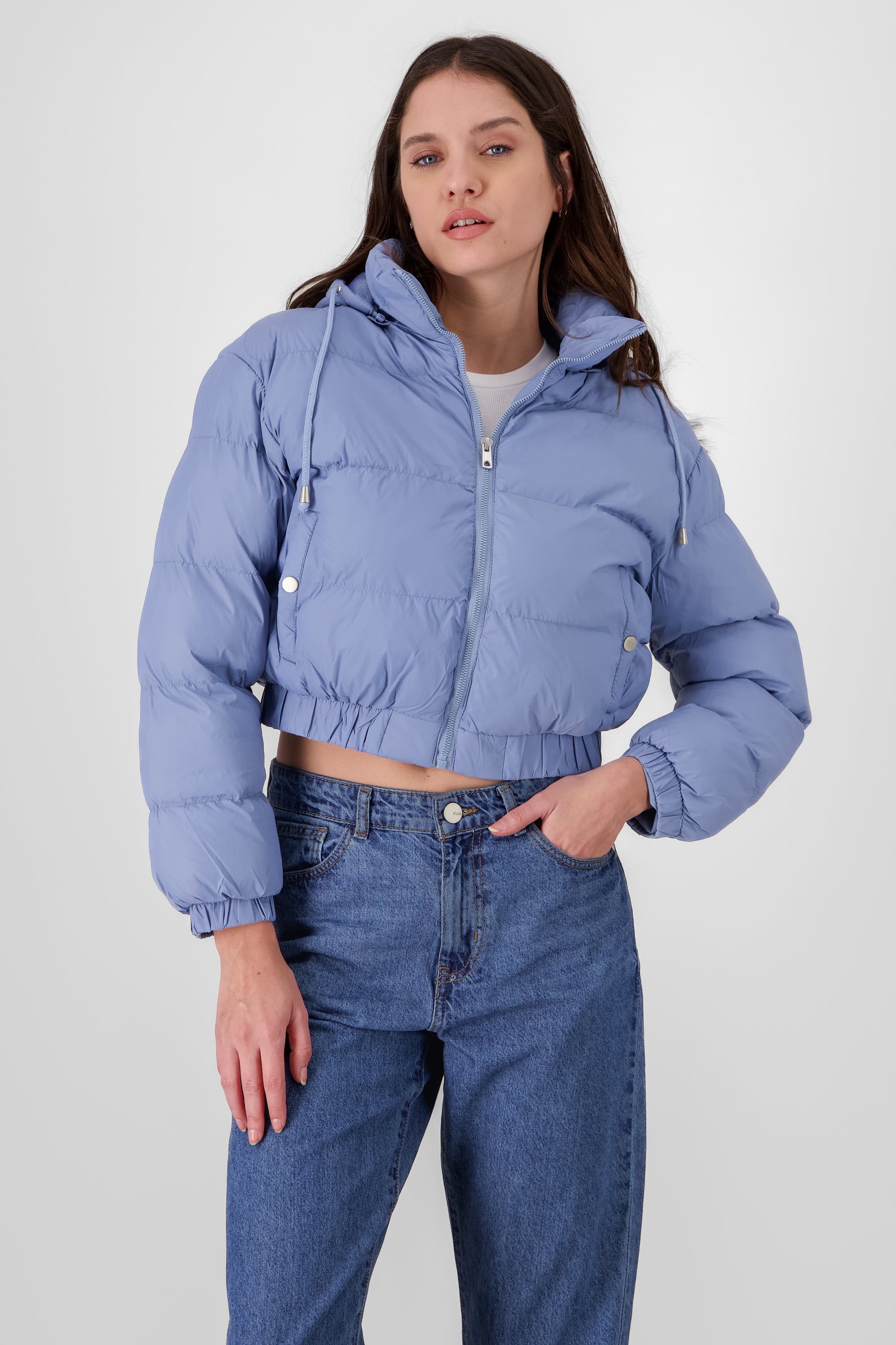 Cropped quilted puffer jacket INDIGO